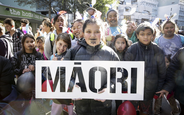 04072016 Photo: Rebekah Parsons-King. Maori language week kicks off with a parade from Wellington Train Station to Te Papa. 4000+ people paraded through wellington to promote Te Reo.