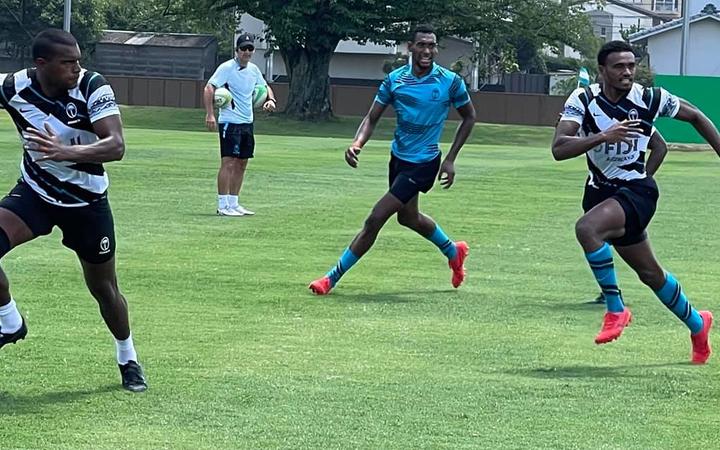 The Fiji men's sevens team train in Oita.
