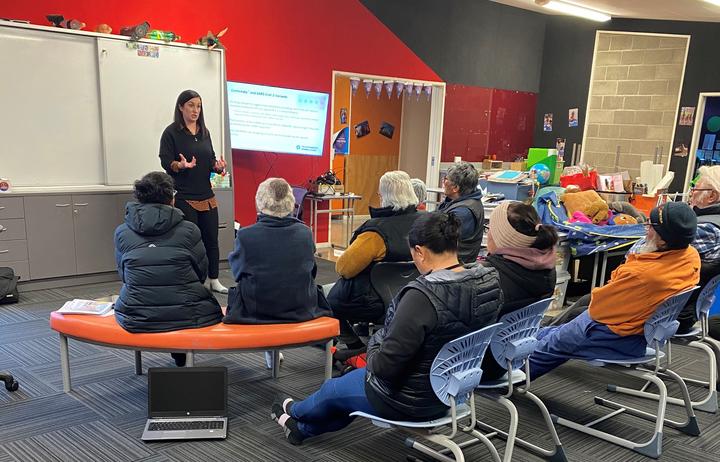 Rānana residents at a Covid-19 vaccination information session on Wednesday. 