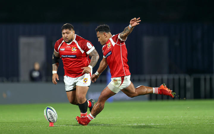 Tonga's Sonatane Takulua puts points on the board. Manu Samoa v Tonga Test Match, Mt Smart Stadium, Auckland. New Zealand. Saturday 10th July 2021. Copyright Photo: Shane Wenzlick / www.photosport.nz
