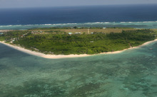 An aerial photo shows Thitu Island, part of the disputed Spratly group of islands, in the South China Sea.
