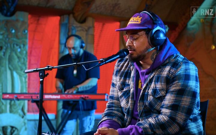Auckland rapper Kings performs live for RNZ Music live at Unitec's Te Noho Kotahitanga marae