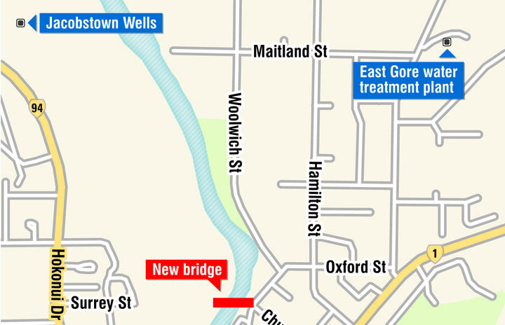 Gore District Council wants to use the new bridge to pump water between the two points