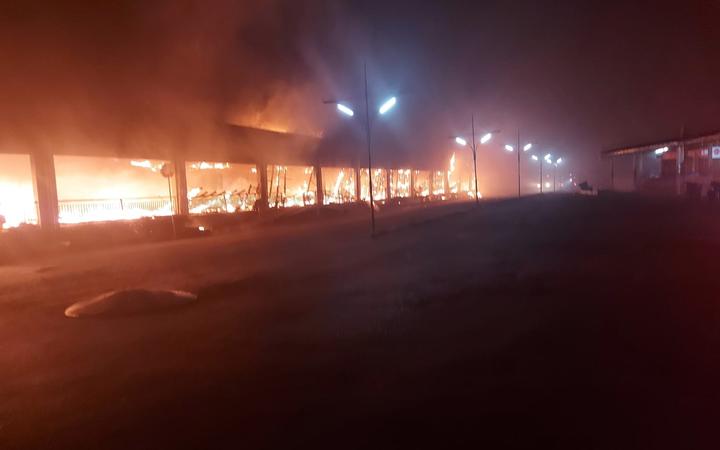 Fire at a commercial precinct in Ba, Fiji.