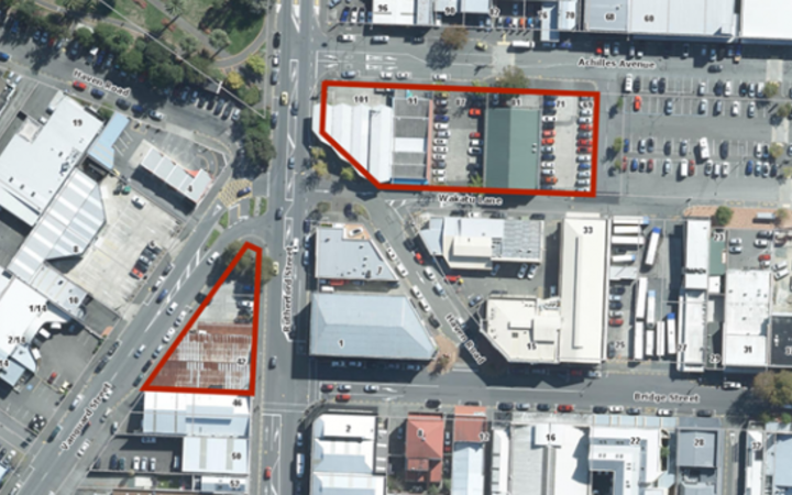 Land that may be sold for social housing in Nelson - 69 to 101 Achilles Ave and 42 Rutherford Street.