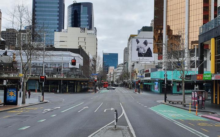 Central Auckland on Wednesday 25 August 2021 on the eighth today of a Covid-19 lockdown.