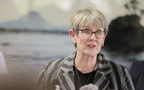 Whakatane mayor Judy Turner speaks to media. 10.12.19