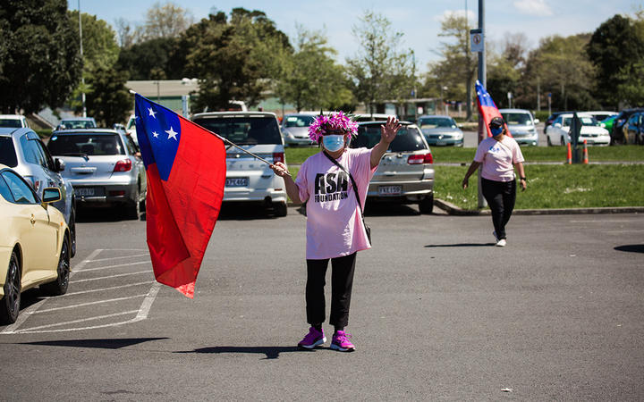 One of many Samoan flags waved at Manurewa Super Saturday event