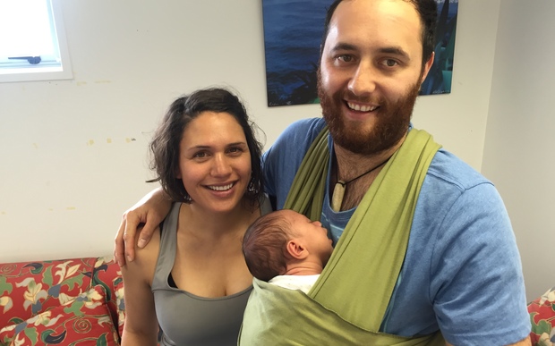 Malina Parkinson and Dave MacKenzie with baby Mila. 