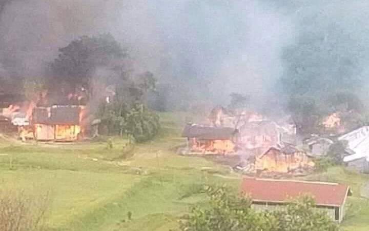 A village destroyed in Pengunungan Bintang regency, Papua province.