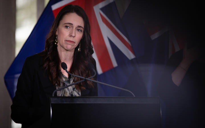 Jacinda Ardern speaking at the Traffic Light System announcement