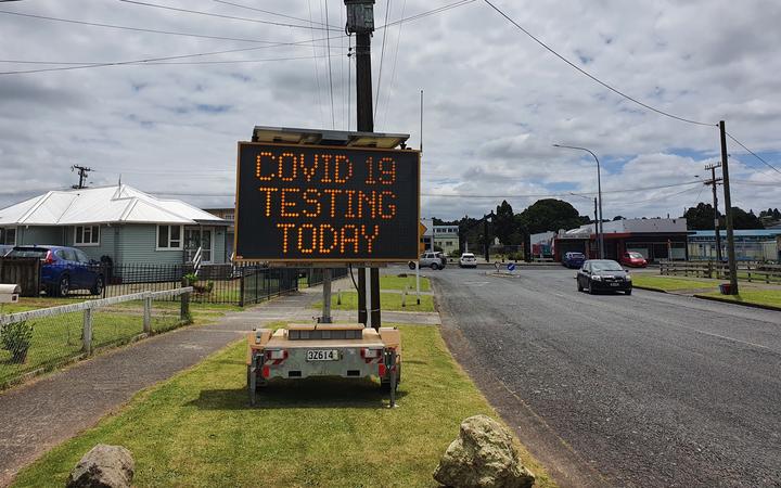 A Covid-19 testing centre sign in Whangārei.