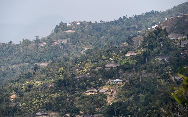This photo taken on February 8, 2020 shows India's Nagaland, as seen from Longwa village in Myanmar's Sagaing region