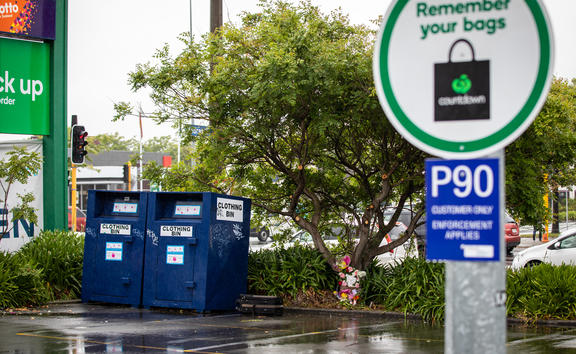 Flowers left for Levi in Countdown carpark in Christchurch