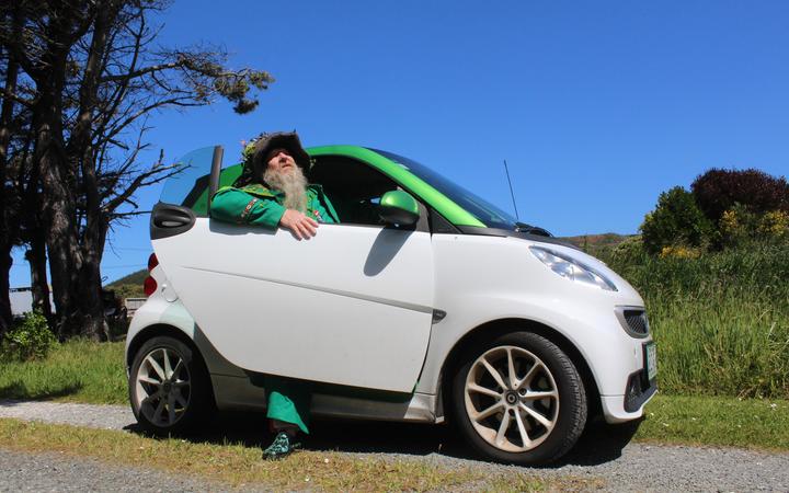 In keeping with his passion for looking after the environment, Peterson drives a small electric vehicle