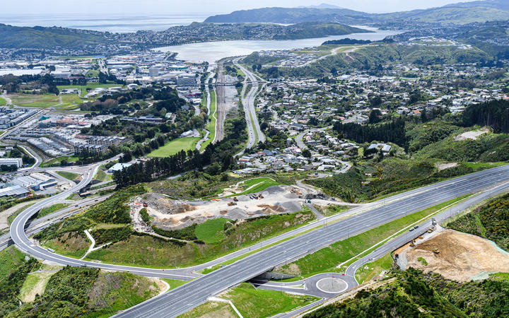 Porirua with Transmission Gully in the foreground.