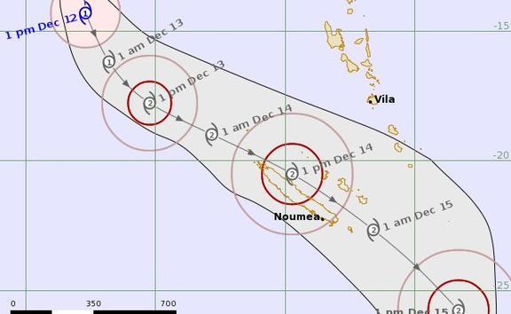 Tracking map for Tropical Cyclone Ruby, a category one cyclone. 