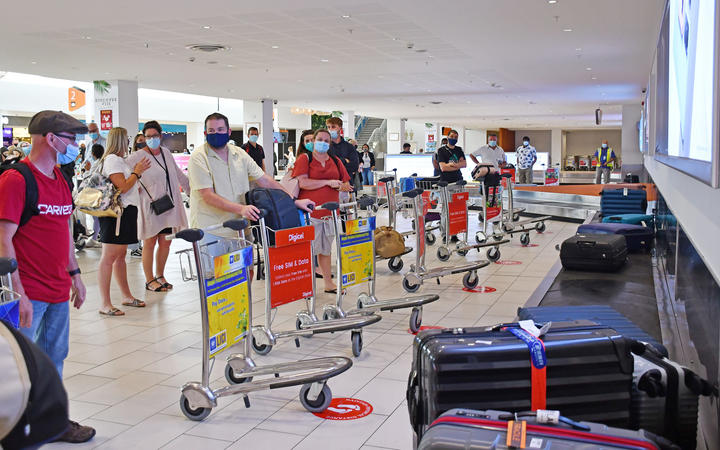 International travellers arrive at Nadi Airport.