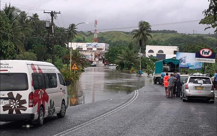 Flood waters in Sigatoka Village closes roads.