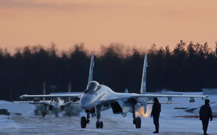 The Russian air force conducting exercises in the Western Military District, near the Ukraine border, on 24 January 2022. 