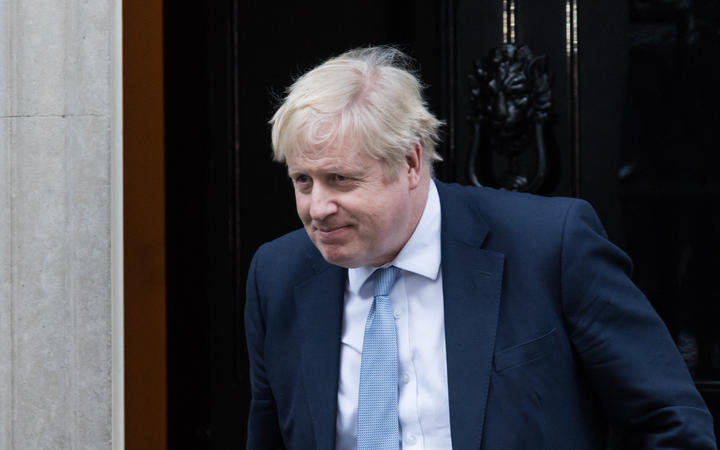 British Prime Minister Boris Johnson leaves 10 Downing Street to give statement to MPs in the House of Commons regarding the findings from Sue Gray's inquiry into parties at Downing Street during a Covid-19 lockdown.