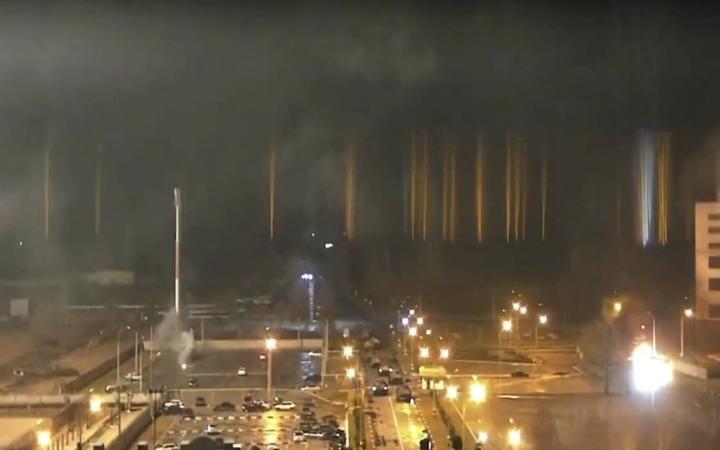 ZAPORIZHZHIA, UKRAINE - MARCH 4: A screen grab captured from a video shows a view of Zaporizhzhia nuclear power plant during a fire following clashes around the site in Zaporizhzhia, Ukraine on March 4, 2022. 