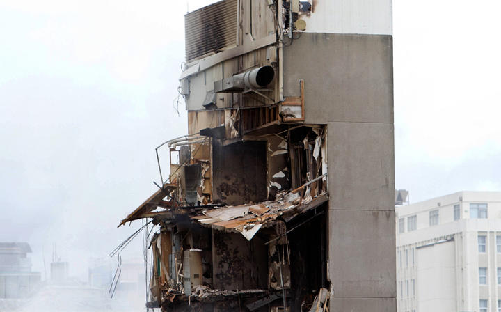 The damaged CTV building in the central business district in Christchurch on February 23, 2011 - a day after the city was rocked by a 6.3 magnitude earthquake.