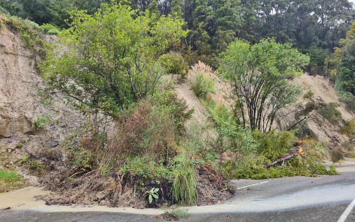 Slips bring down trees near Wairoa on 13 April 2022.
 

