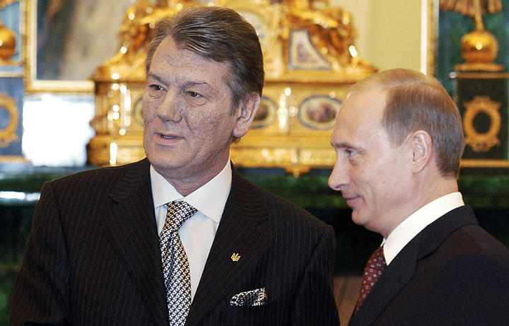 Russian President Vladimir Putin (right) during a meeting with former Ukrainian President Viktor Yushchenko in the Kremlin in 2005.