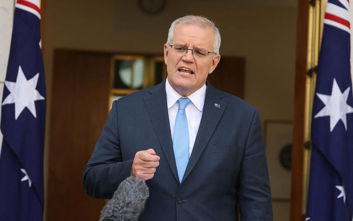 Australia's Prime Minister Scott at Parliament House in Canberra. 