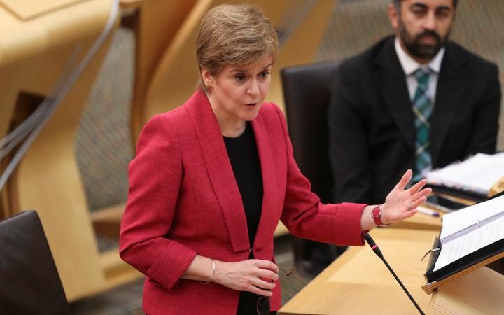 Scotland's First Minister and leader of the Scottish National party, Nicola Sturgeon, speaks during First Minister's Questions at Holyrood in Edinburgh on September 9, 2021.
