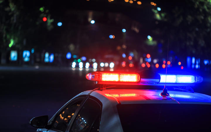 police car at night in street