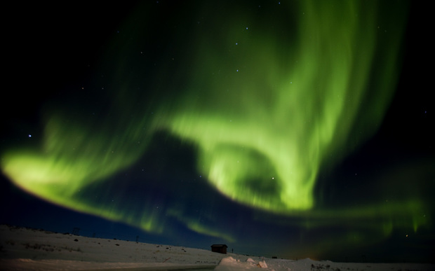 Aurora borealis, or northern lights, on 13 March 2011 in northern Norway.