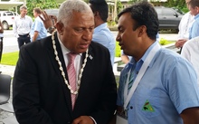 Fiji's PM Frank Bainimarama mingled with business people at the Fiji Australia Business Council forum at Pacific Harbour. 