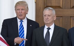 US President-elect Donald Trump with US Marines General James Mattis and Vice-President-elect Mike Pence.