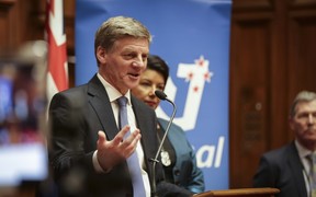 Bill English announced as the new Prime Minister of New Zealand, Paula Bennett as Deputy Prime Minister. Prime Minster Bill English speaks to media after the annoucement. 