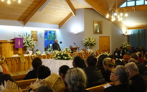 Sione Taumololo and Talita Fifita, who died in a bus crash near Gisborne on Christmas Eve, are remembered at a service at Grey Lynn's Tongan Methodist Church.