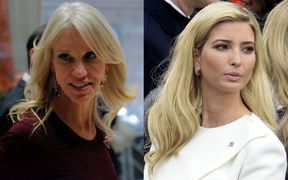 Kellyanne Conway, left, has been "counseled" by the White House after telling people to "Go buy Ivanka's stuff".