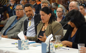 The chairwoman of Te Kotahitanga o Te Ātiawa, Liana Poutu (centre) said the Parihaka example showed a way forward outside of legislation and the Treaty process.
