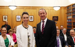 Jacinda Ardern and Andrew Little, shortly after Ardern was named deputy leader of the Labour Party.