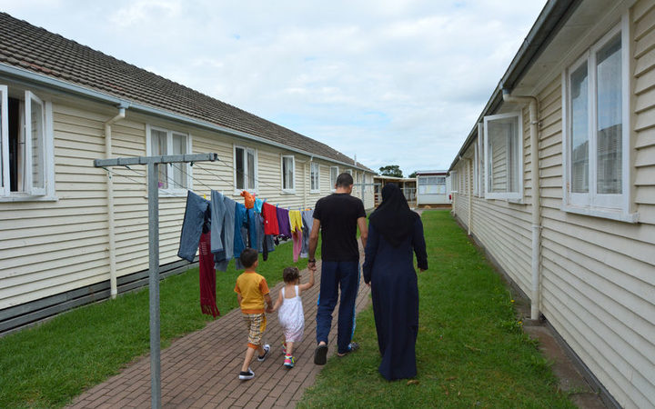 A Syrian refugee family at the Mangere Refugee Resettlement Centre.