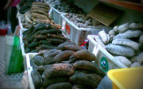 Dried Beche-de-mer at a market