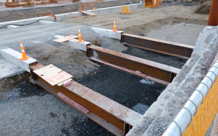 The steel beams that will help anchor the wharf