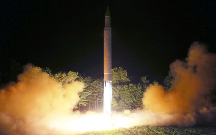 A picture released by Korean Central News Agency showing North Korea's intercontinental ballistic missile (ICBM) Hwasong-14 being launched at an undisclosed place in North Korea.