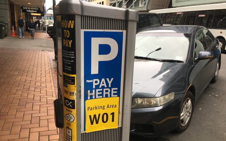 A file photo of someone paying for parking in Wellington's CBD