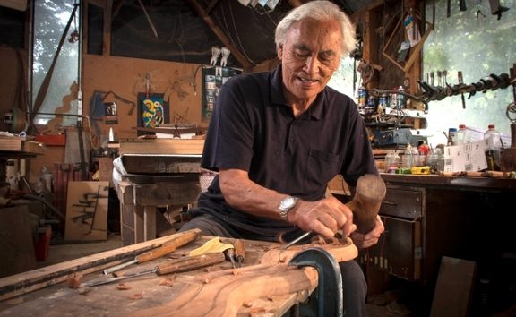 Award-winning artist and former All Black Fred Graham working in his Waiuku studio