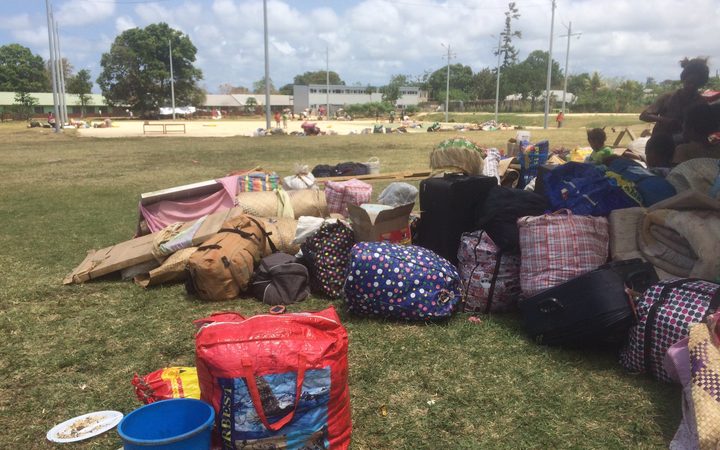 The bags of people who have been evacuated from Ambae.