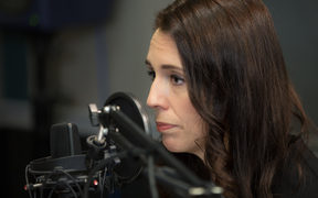 Prime Minister Jacinda Ardern in the RNZ Auckland studio for Morning Report. 30 October 2017.