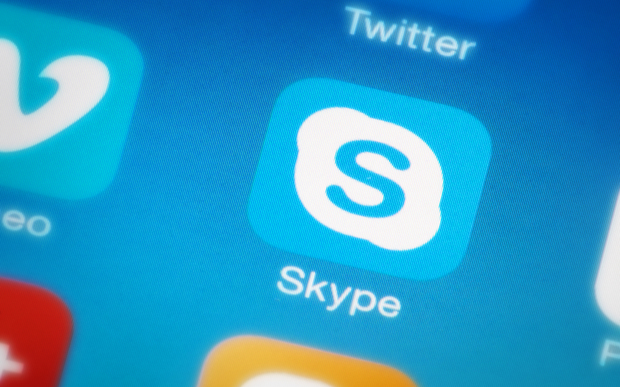 A Skype application icon on a mobile phone - next to Twitter and Vimeo.