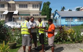 FRCS Disaster team testing Satellite phones for response teams that will be deployed to the islands affected by TC Gita. 